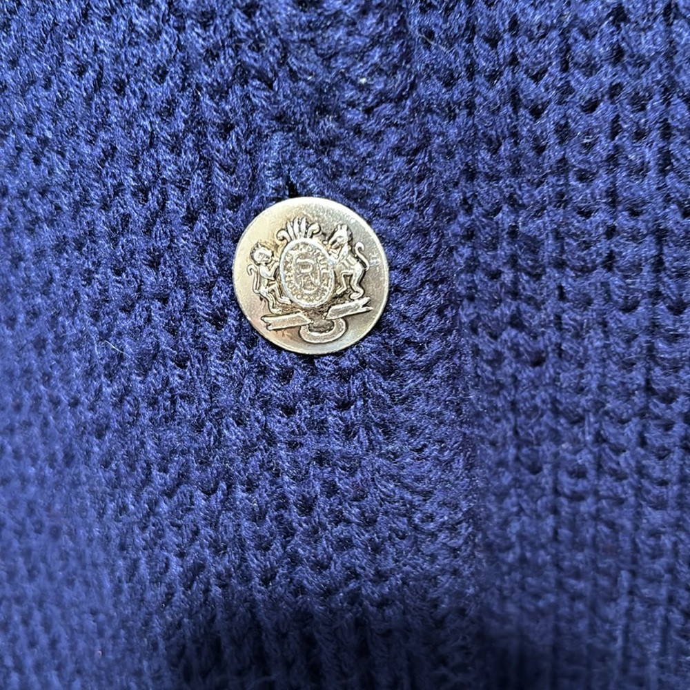 Thick chunky Susan Ess vintage Sears metal button navy blue cardigan medium - Picture 3 of 6
